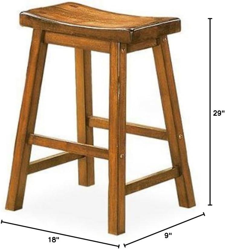 Lexicon Saddleback 29" Solid Wood Bar Stool in Oak (Set of 2)