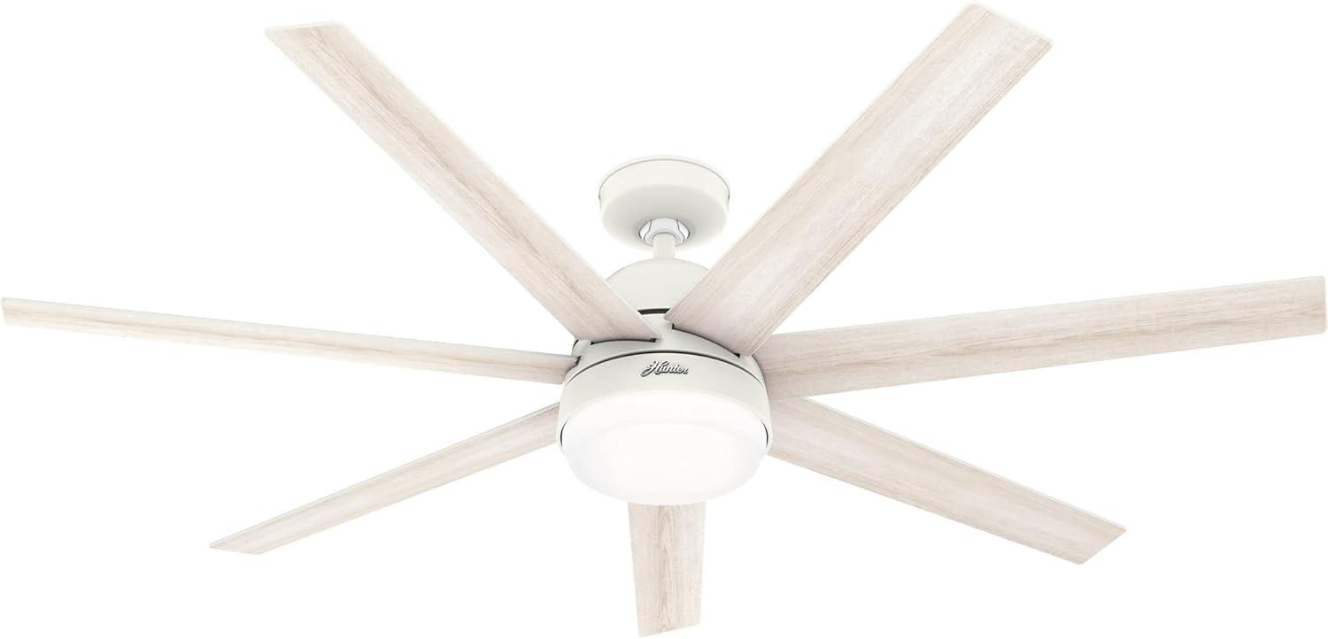 60" Matte White Smart Ceiling Fan with LED Light and Remote