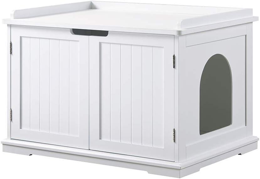 unipaws Designer Cat Litter Box Enclosure - White