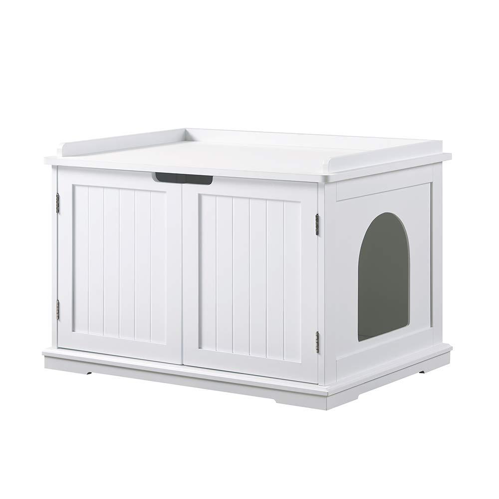 unipaws Designer Cat Litter Box Enclosure - White