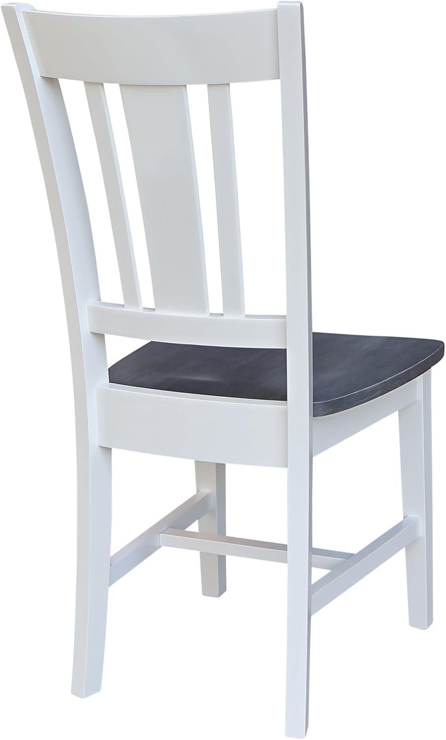 Elegant White Rubberwood Slat-Back Dining Chairs, Set of 2