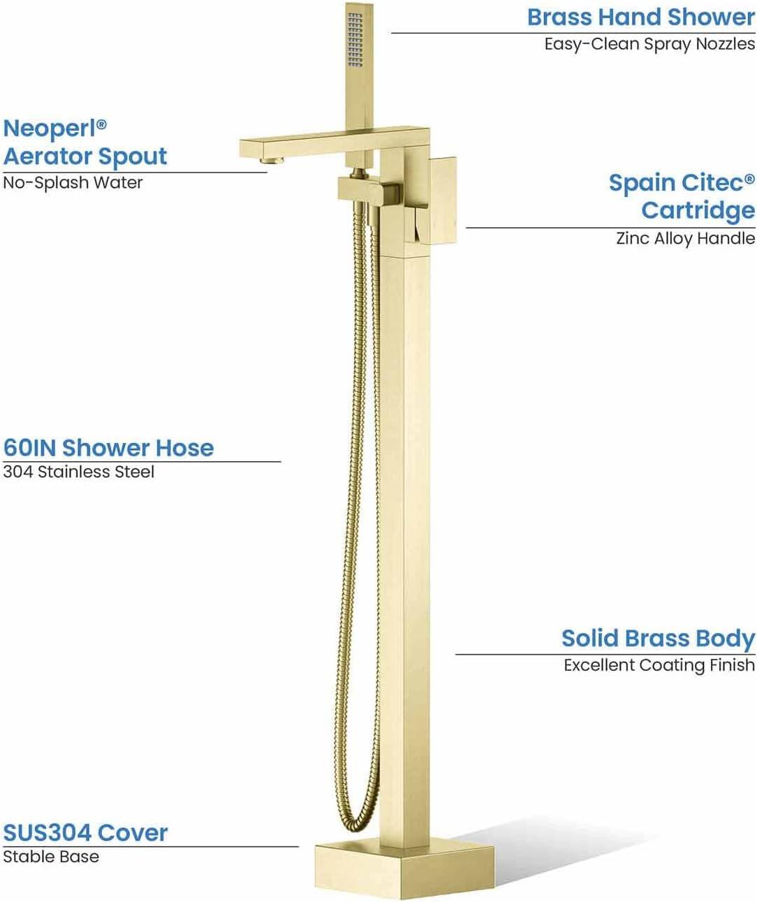 Cube Floor Tub Spout with Diverter
