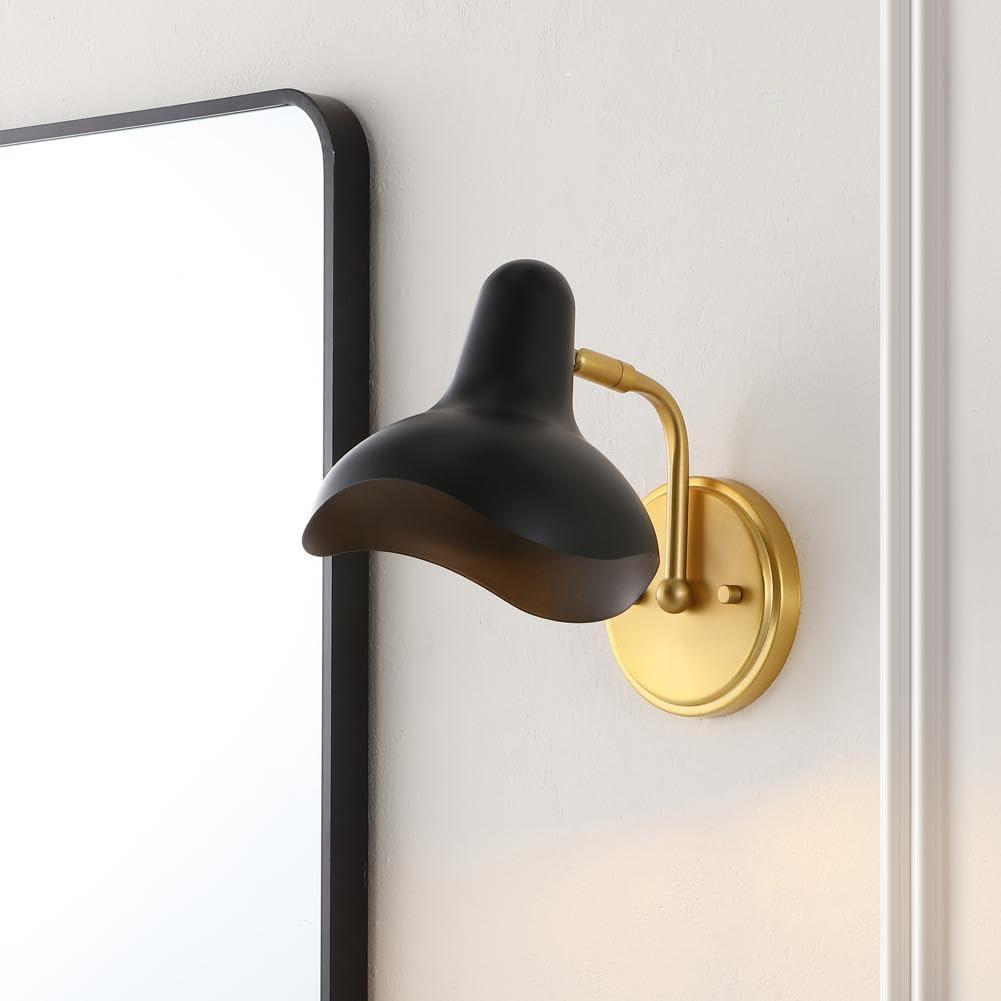 Norrix 10" Wall Sconce (Set of 2) - SCN4107 - Black/Brass - Safavieh