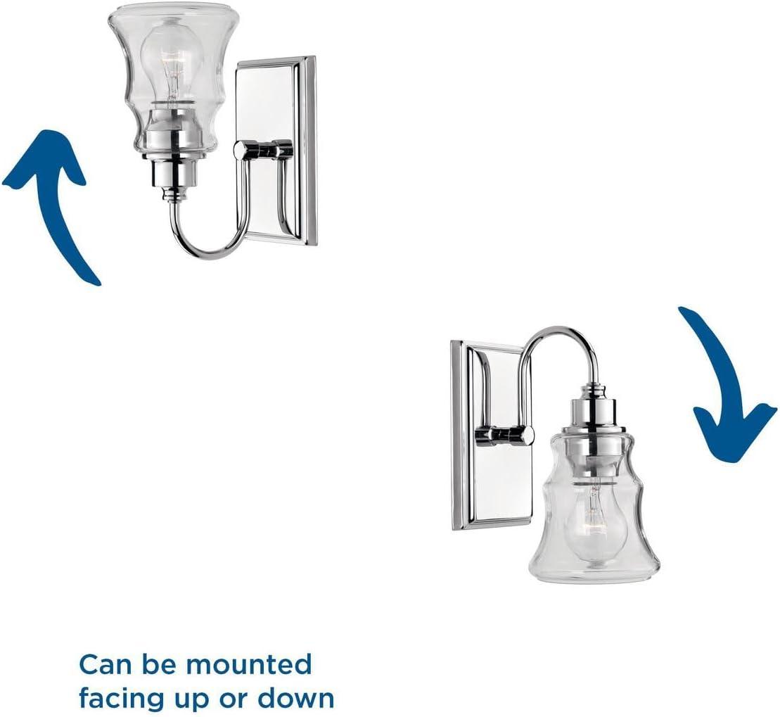 Progress Lighting Litchfield 1-Light Bath Vanity, Polished Chrome, Clear Glass Shade