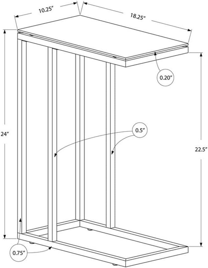 Monarch Specialties Accent Table, C-shaped, End, Side, Snack, Bedroom, Black Tempered Glass