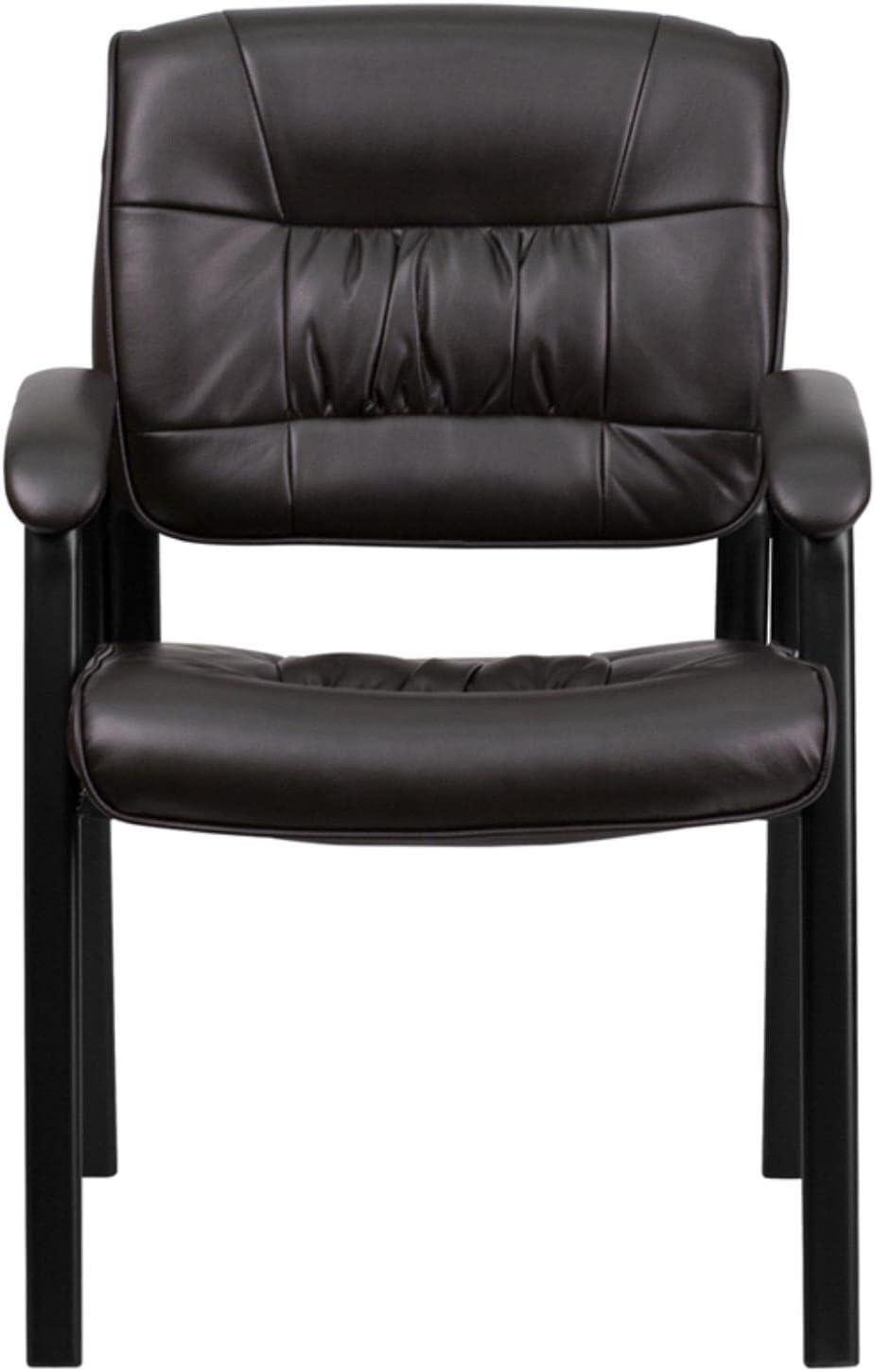 Flash Furniture Haeger LeatherSoft Tufted Executive Reception Chair with Padded Armrests, Brown