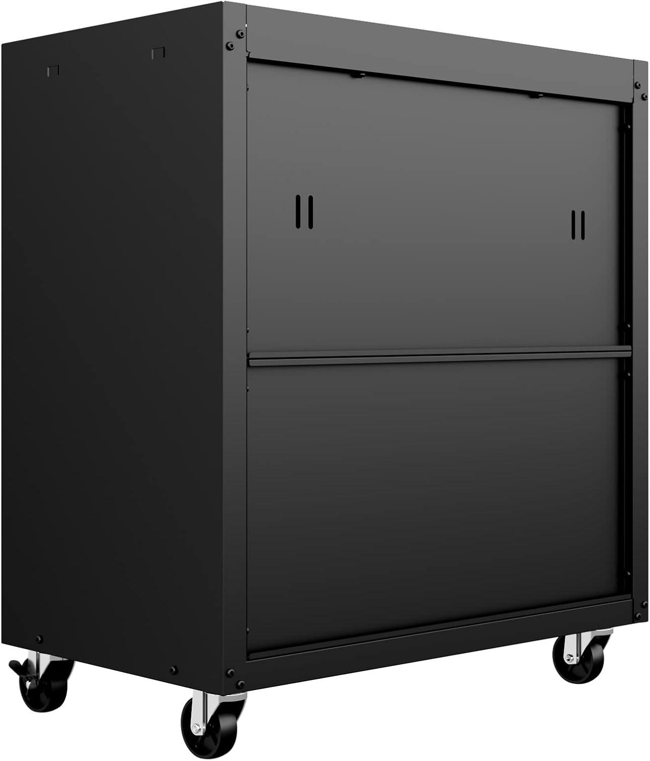 Manhattan Comfort Floating Metal Garage Cabinet Charcoal, Gray