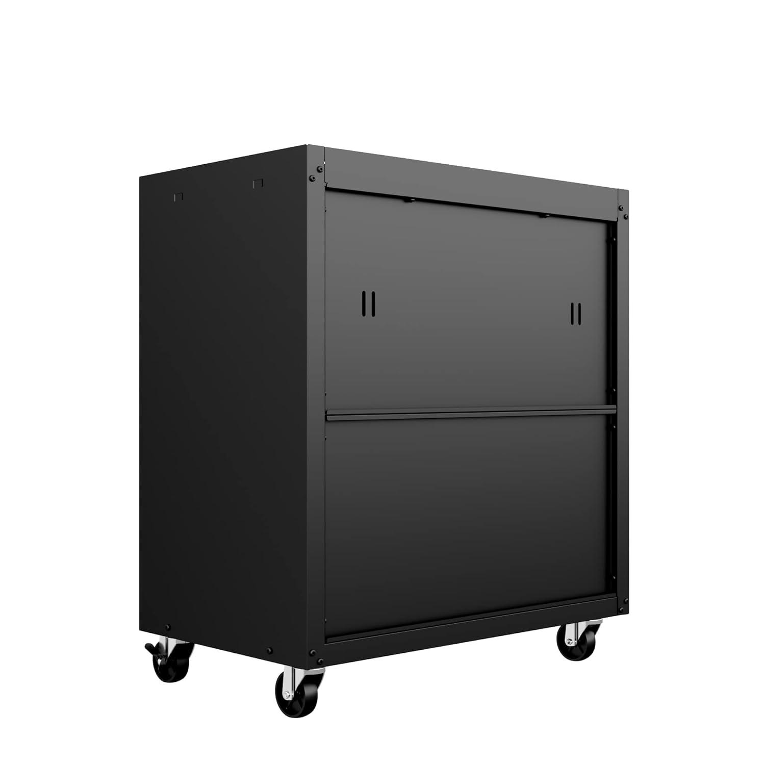 Manhattan Comfort Floating Metal Garage Cabinet Charcoal, Gray