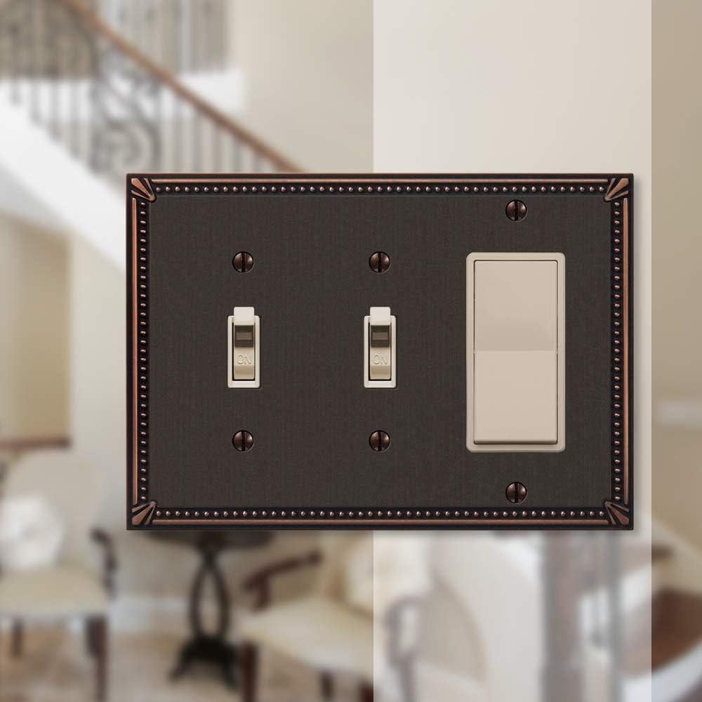 Amerelle 74TTRDB Moderne Wallplate 2 Toggle / 1 Rocker Cast Metal Aged Bronze 1-Pack