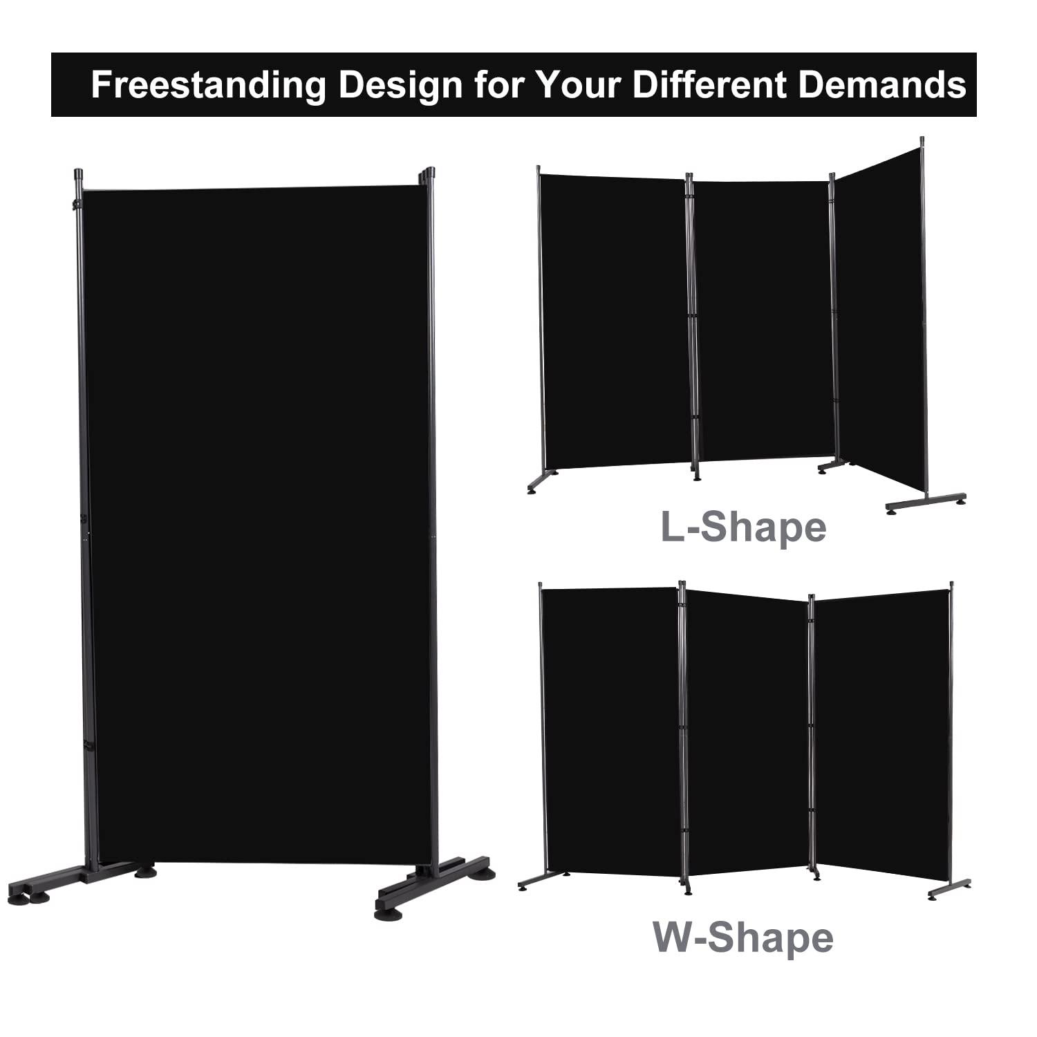 Ebern Designs Room Divider 6FT Folding Privacy Screens, 3 Panel Partition Room Dividers W/Freestanding Design, Portable Wall Divider For Room Separtation, Fabric Room Divider Panel Sceen For Home Office Bedroom