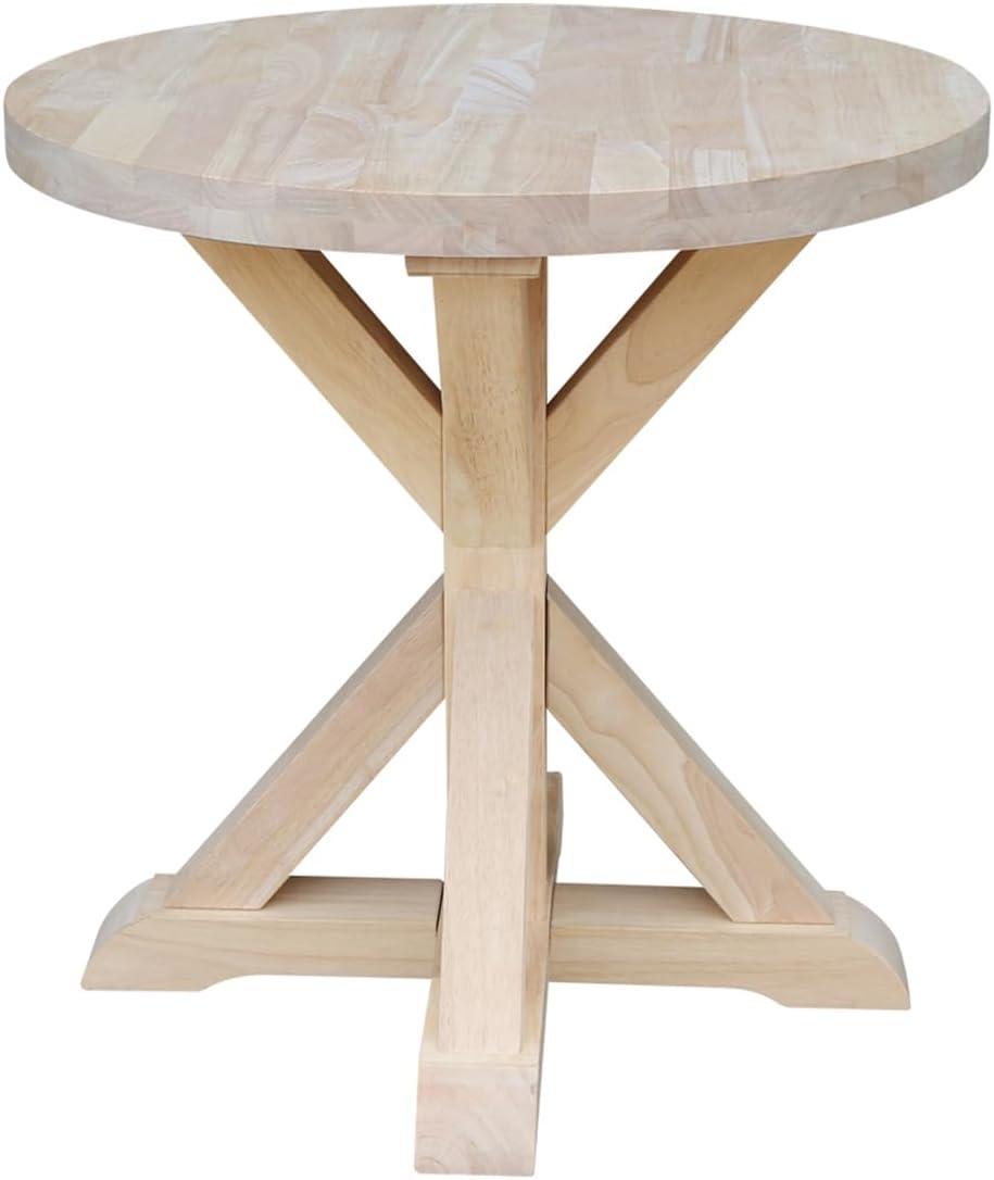 Sierra Round End Table Unfinished - International Concepts: Solid Wood, Parawood, 26" Height