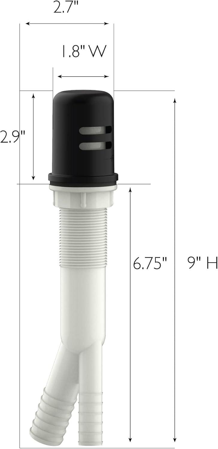 Design House 557702 Dish Washer Air Gap with Cover, Prevent Drain Water Back up, Matte Black