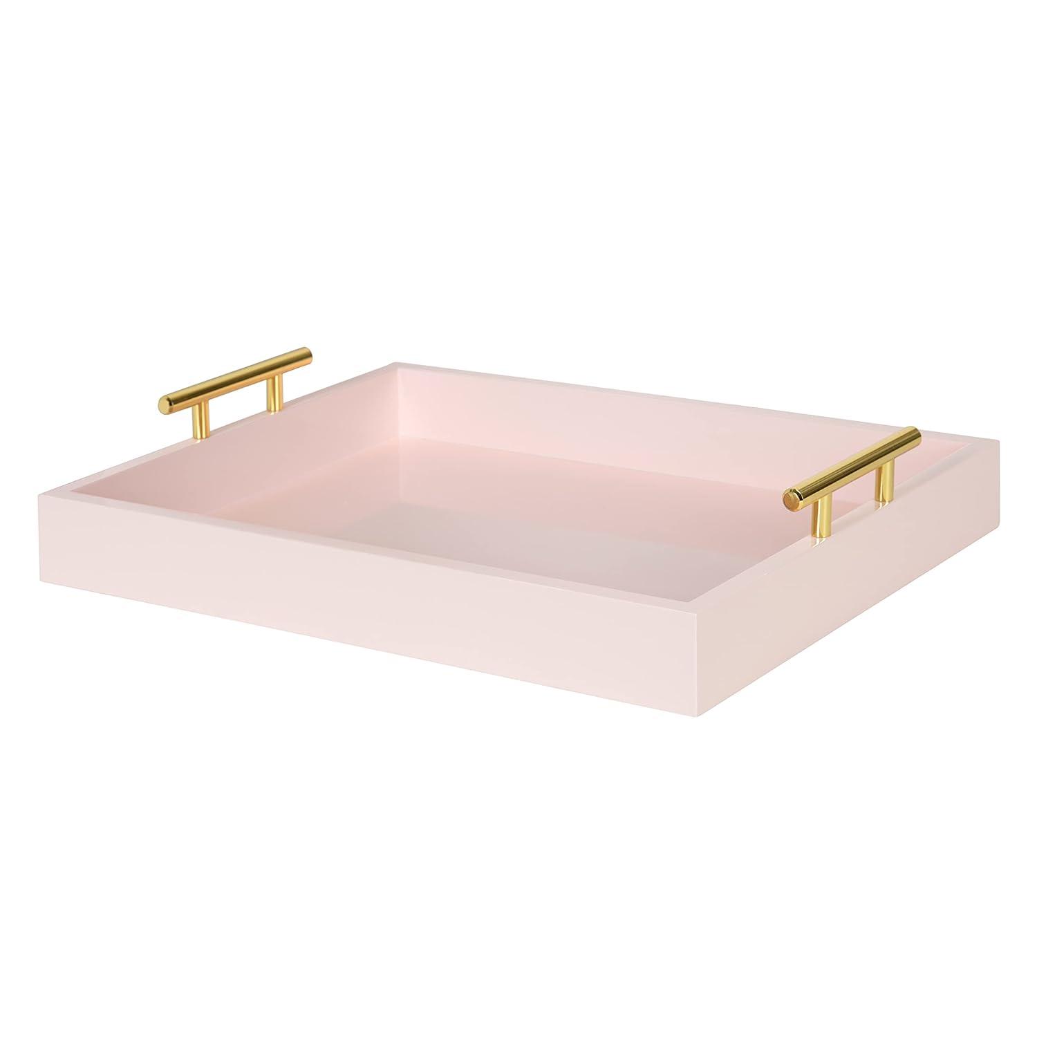 Kate and Laurel Lipton Tray, 16.5x12.25, Pink and Gold