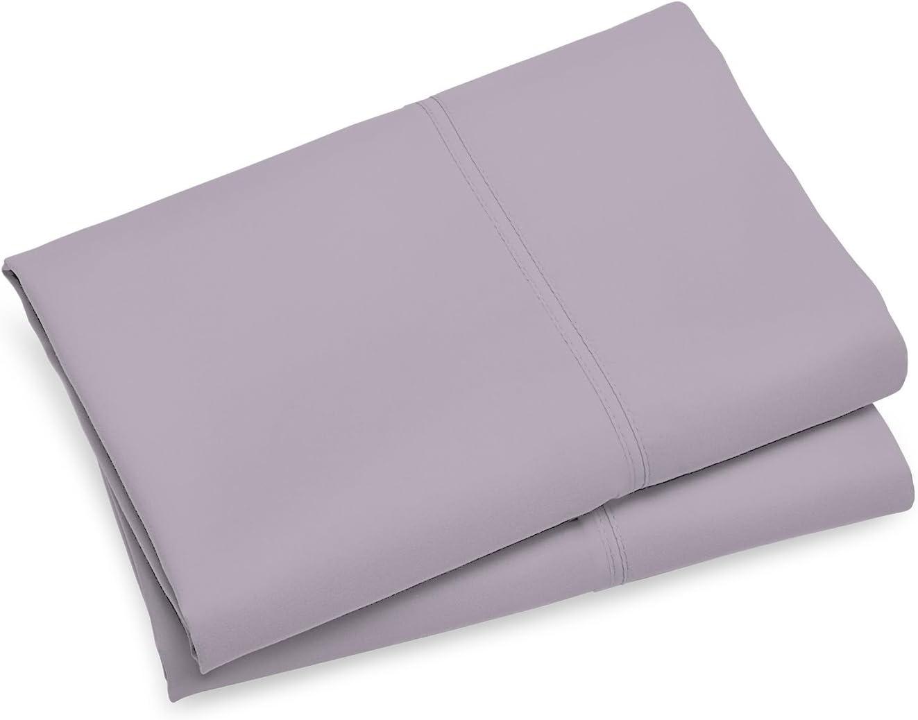 100% Organic Cotton Standard Percale Pillowcases, 300 Thread Count Breathable, Super Soft, & Cozy 2-Piece Set Lavender by Purity Home