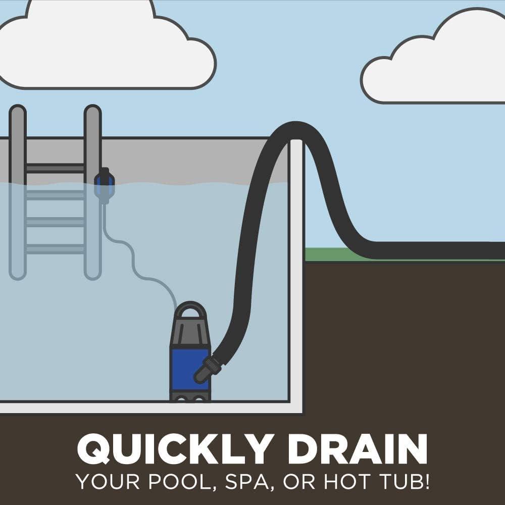 EZ Travel Submersible Above Ground Pool Water Drain Pump Kit with Hose