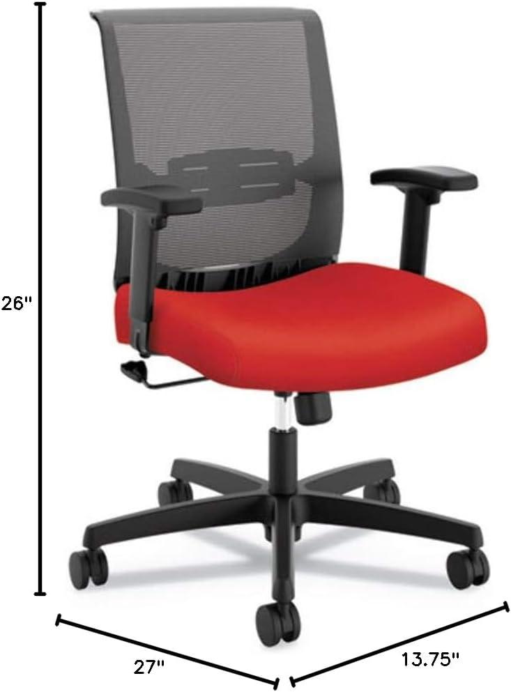 Convergence Mid-Back Task Chair with Swivel-Tilt Control Supports up to 275 lbs, Red Seat, Black Back, Black Base