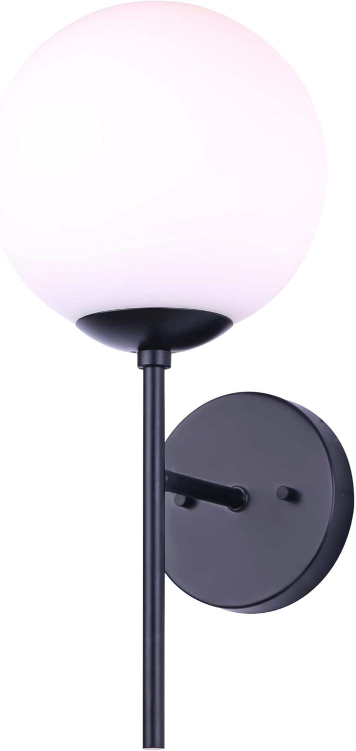 Black Matte Opal Glass Outdoor Lantern Sconce