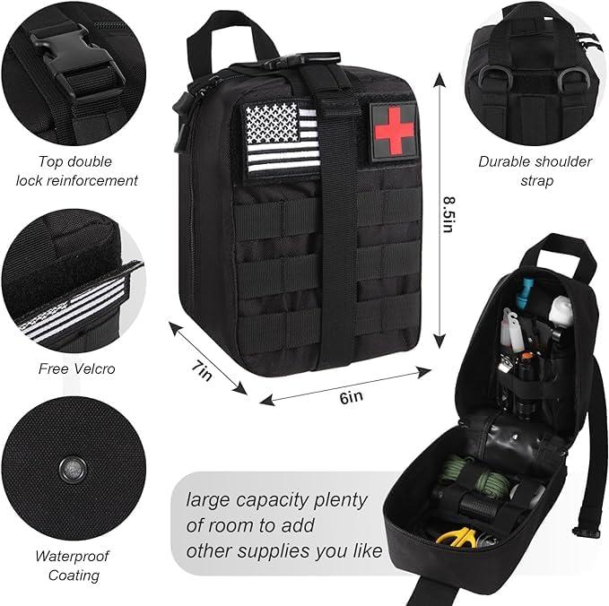 Arlmont & Co. Survival Kit, 250 Piece Survival Gear First Aid Kit With Molle System Compatible Bag And Emergency Tent, Earthquake Emergency Kit, Outdoor Adventure, Hiking, Hunting, Gift For Men And Women