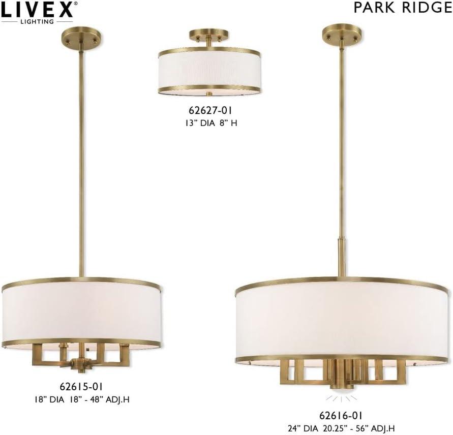 Livex Lighting Park Ridge 2 - Light Semi-Flush Mount in  Antique Brass