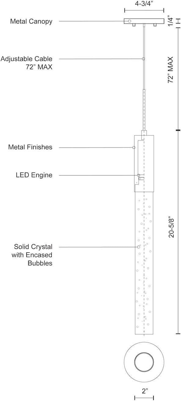 Brushed Nickel LED Pendant with Crystal Accents