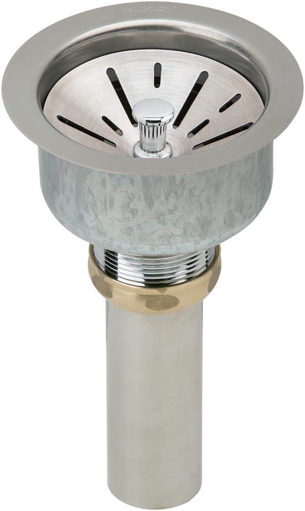 Elkay LK99S Deluxe 3-1/2" Drain with Satin Finish Type 304, Stainless Steel Body Strainer Basket Rubber Seal and Tailpiece