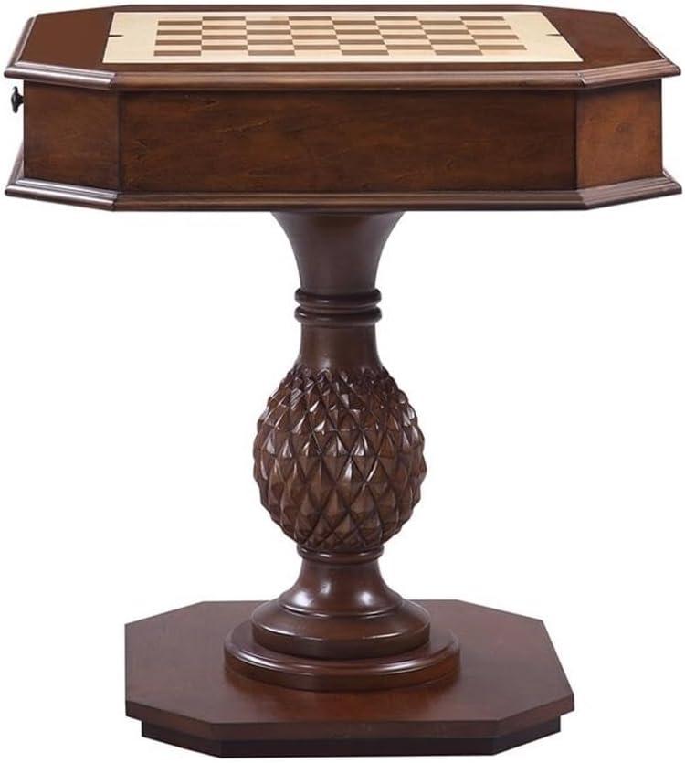 Wooden Game Table with Drawer and Reversible Game Tray Brown - Saltoro Sherpi