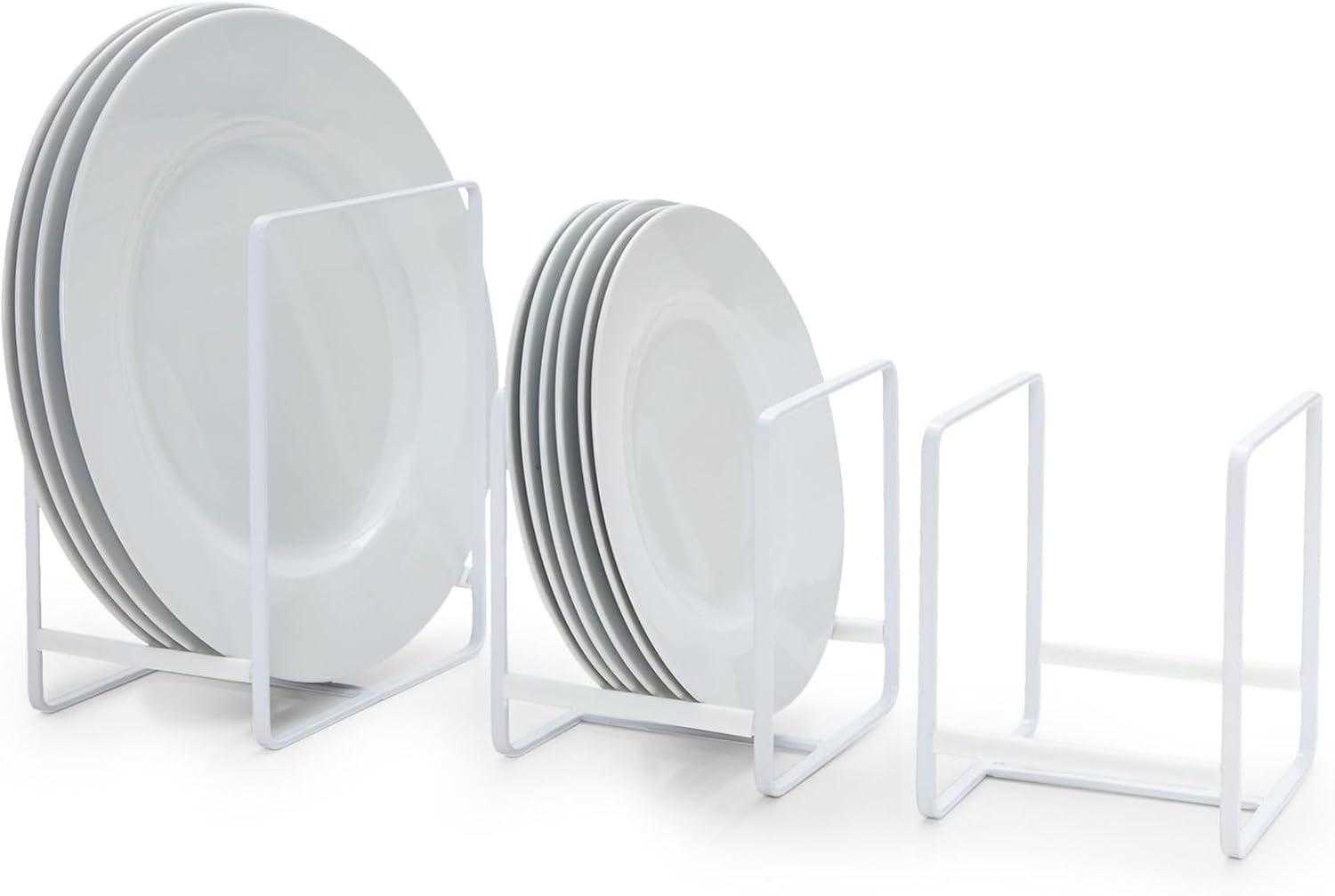 White Iron 3-Piece Kitchen Cabinet Plate Organizer Set