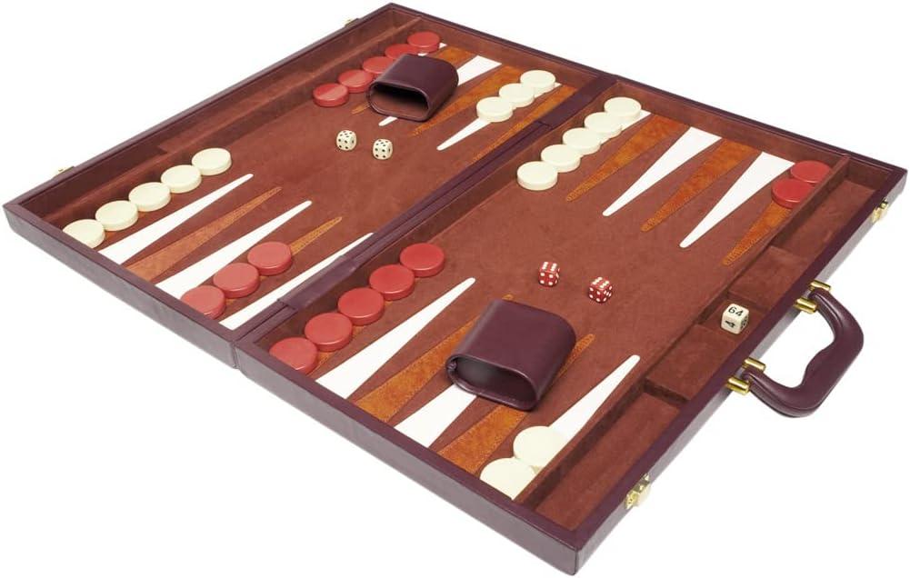 GammonVillage Classic 21-inch Backgammon Set, Brown, Board Game