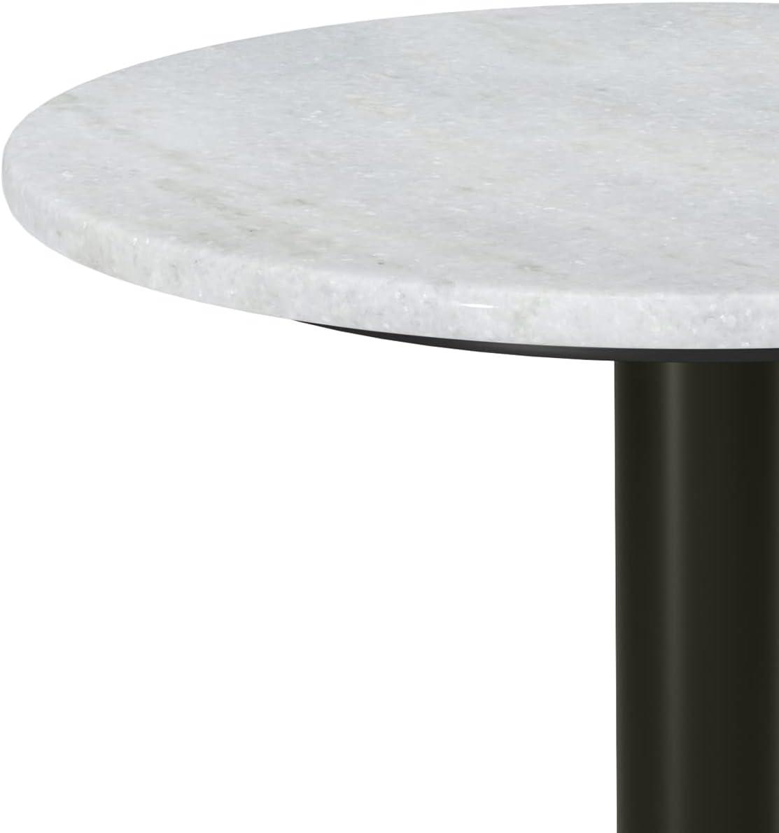 Evans Modern 16 inch Wide Metal Marble Side Table in White