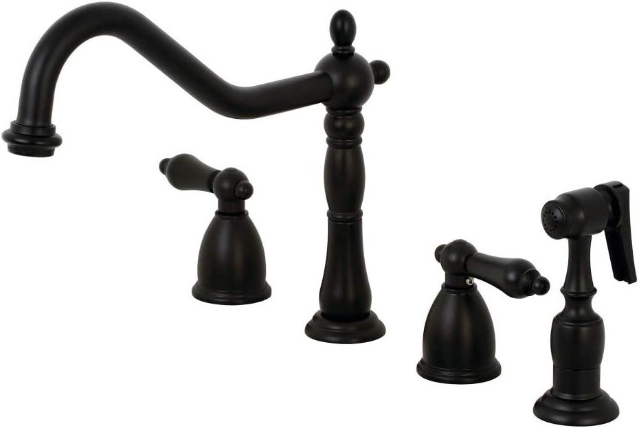 Kingston Brass Kb179.Albs Heritage 1.8 GPM Widespread Kitchen Faucet - Black