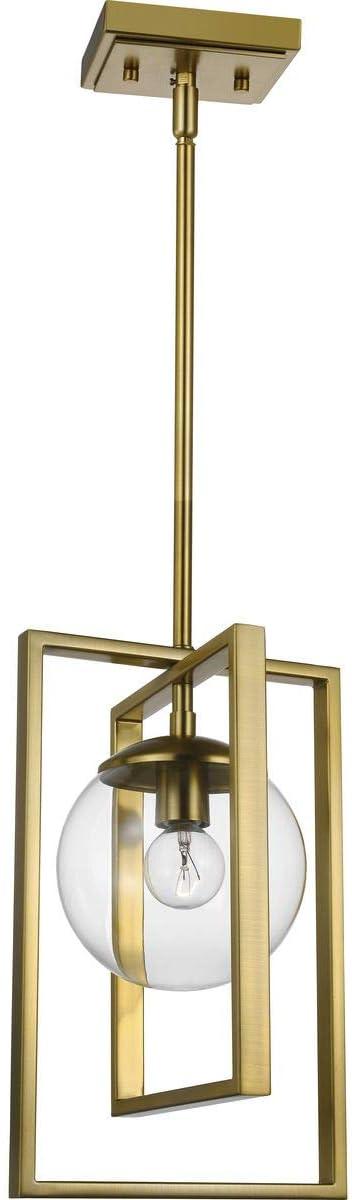 Progress Lighting Atwell 1-Light Pendant, Brushed Bronze, Clear Globe Shade