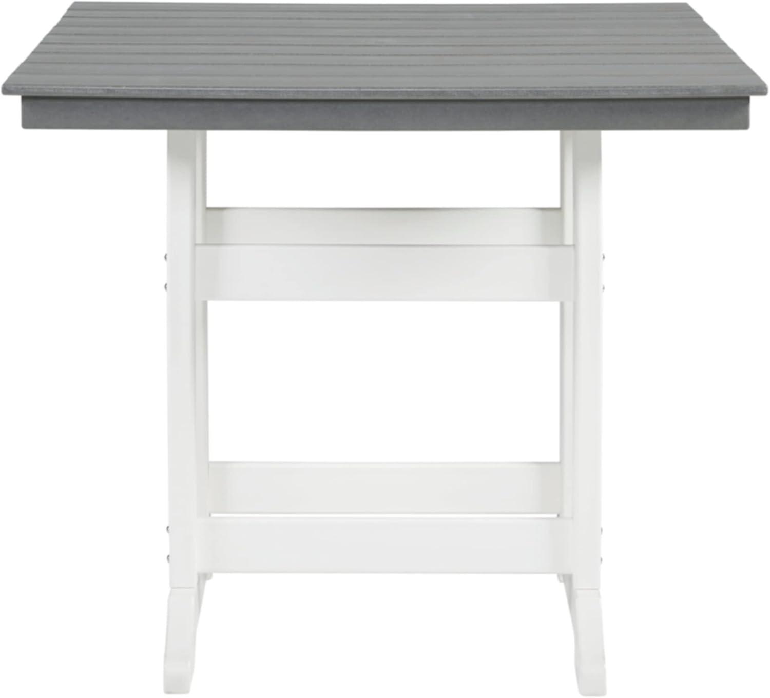 Signature Design by Ashley Outdoor Transville HDPE Patio Counter Table with Umbrella Option, Gray