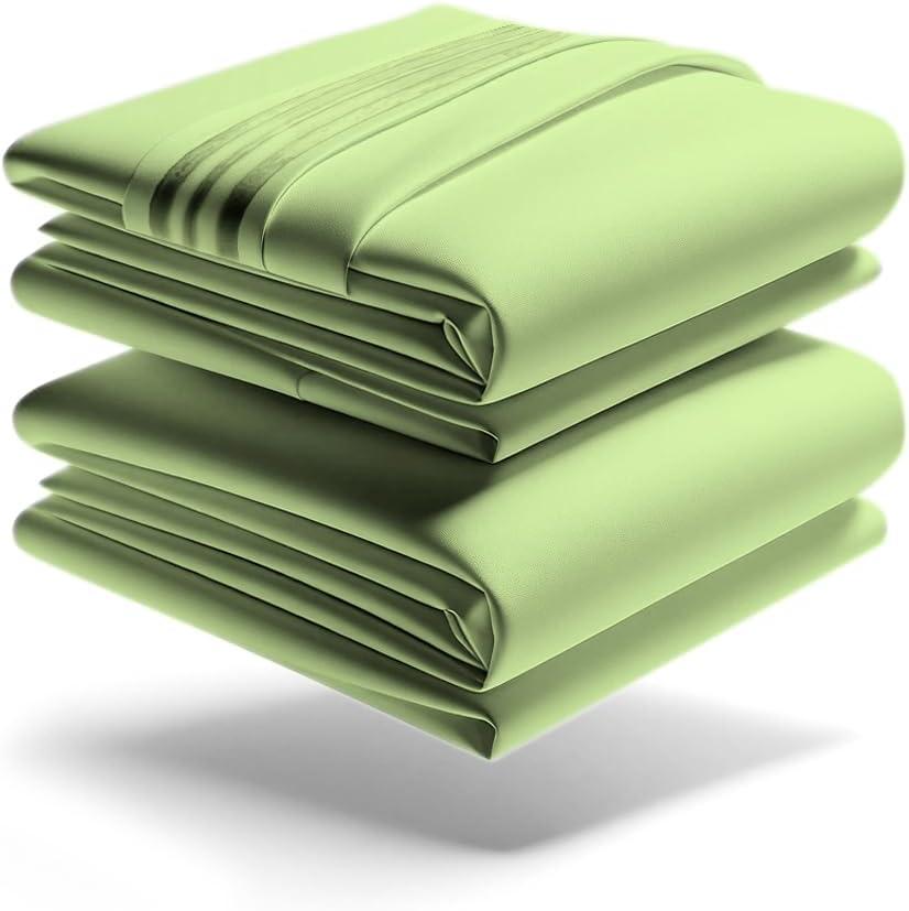 Mezzati Luxury 1800 Prestige Soft and Comfortable Collection Bed Sheets Set Twin Striped Gray