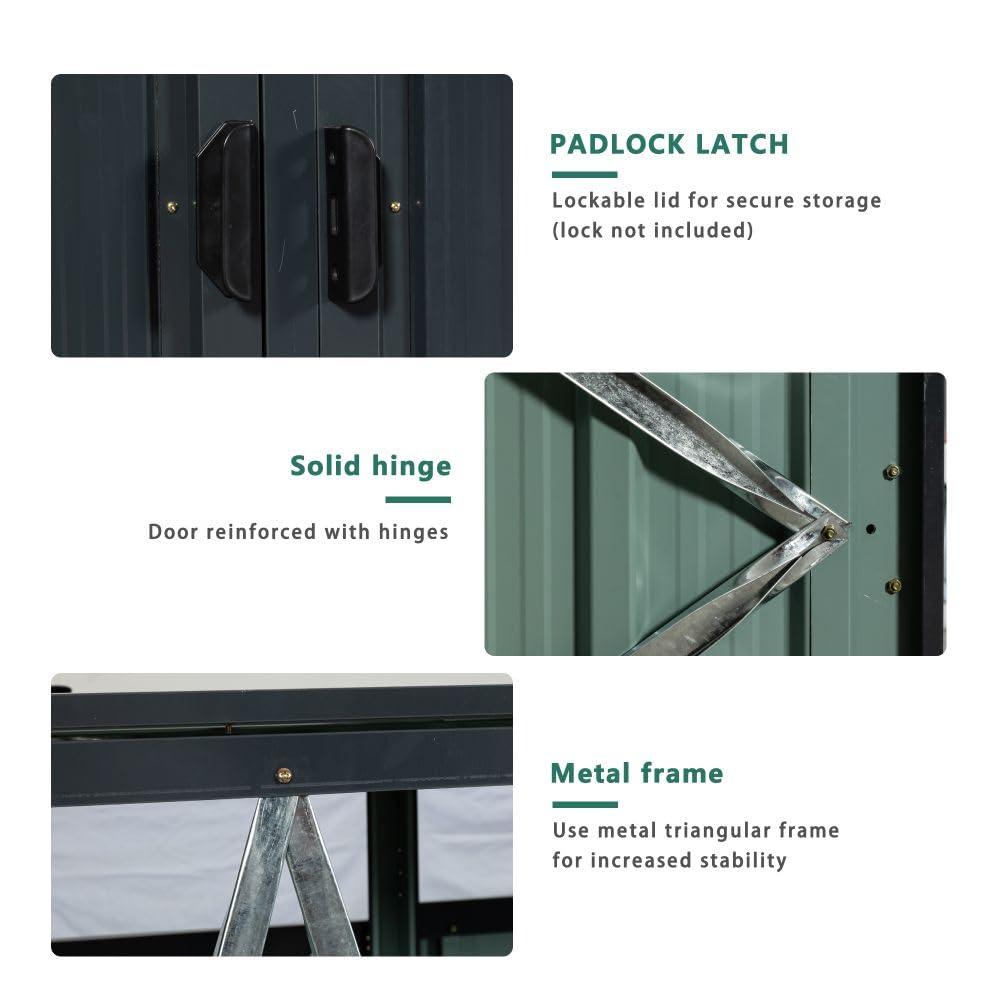 Outdoor Trash Storage Shed for 2 Garbage Cans, Wheelie Bin Hider, Outside Can Storage