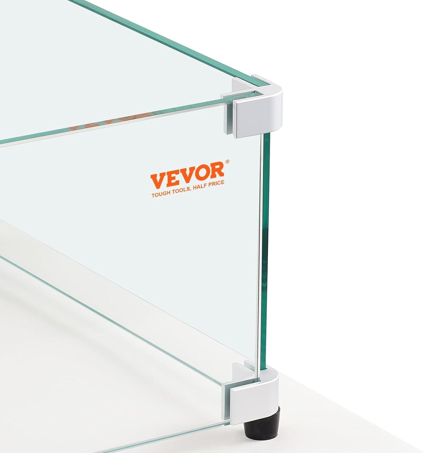 Rectangular Tempered Glass Wind Guard with Aluminum Brackets