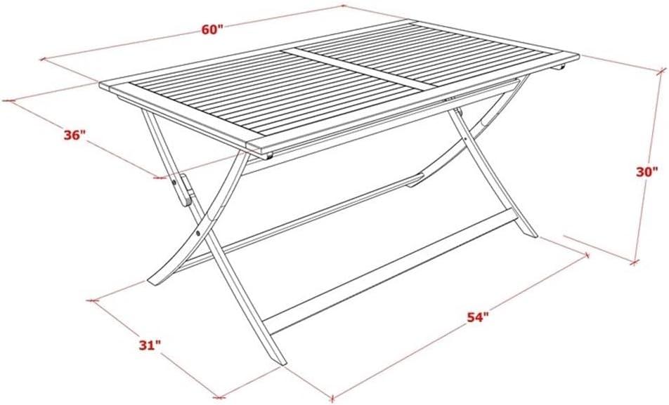 East West Furniture BAETFNA Avondale Wooden Folding Table Made of Acacia Wood in Natural Oil finish