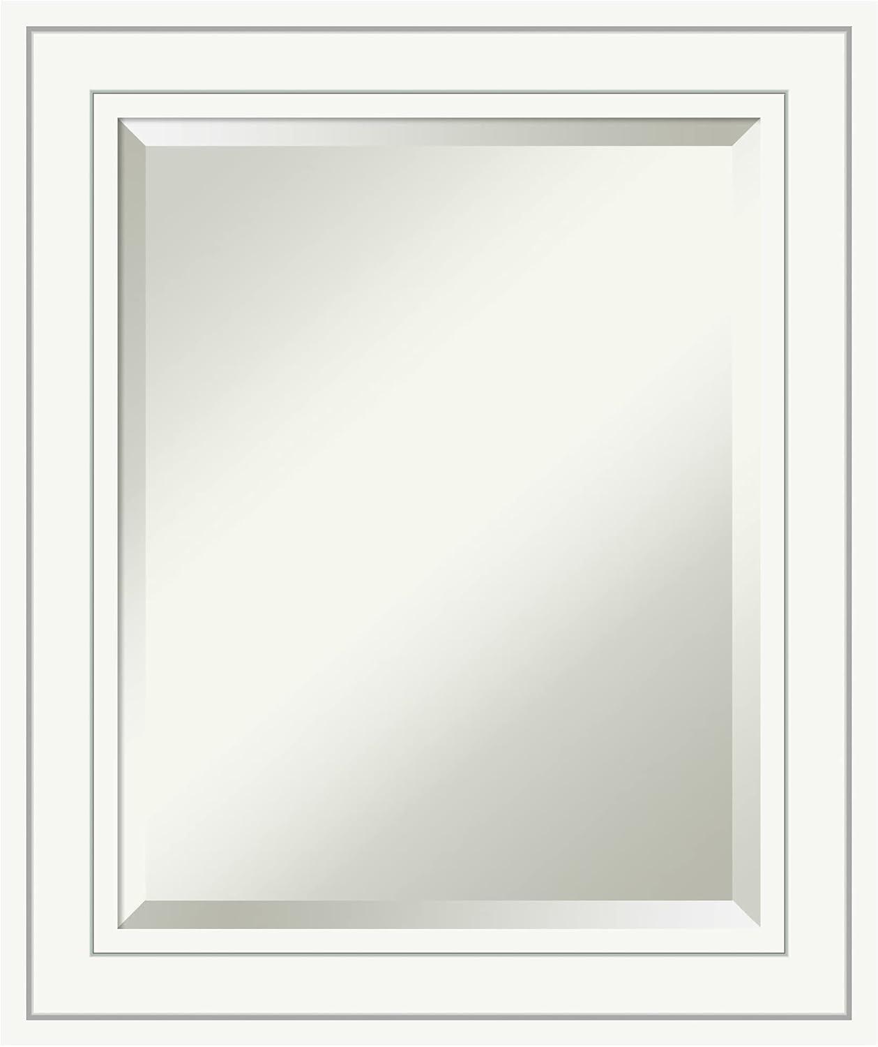 Amanti Art Beveled Wood Bathroom Wall Mirror - Craftsman White Frame Outer Size: 21 x 25 in