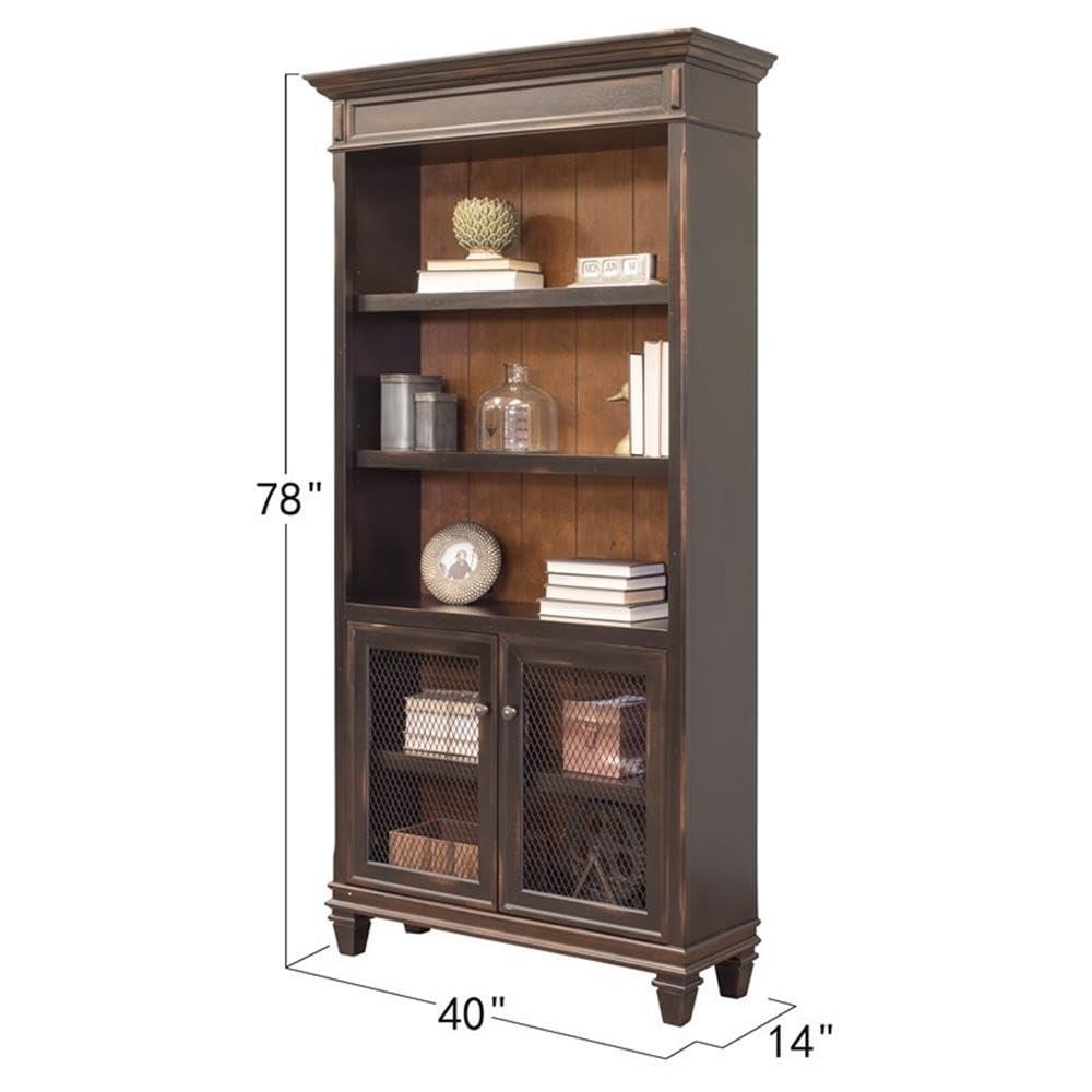 78" Hartford Bookcase with Lower Doors Brown - Martin Furniture: Metal Hardware, Wood Frame, No Assembly Required