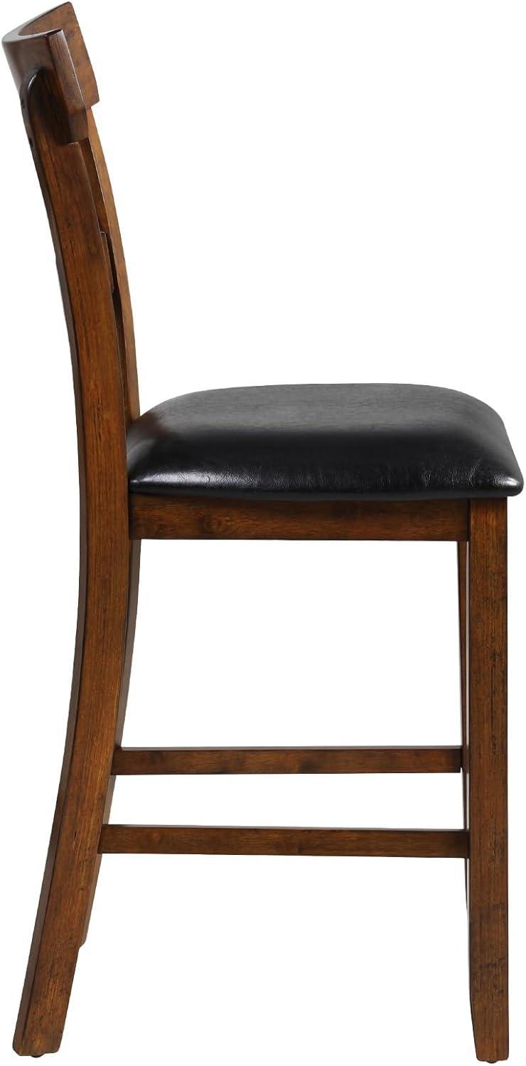 Topbuy Set of 2 Bar Stools Vintage Wooden Dining Chair for Kitchen, Bistro Brown&Black