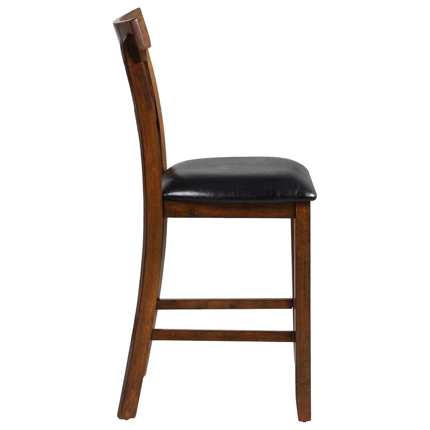 Topbuy Set of 2 Bar Stools Vintage Wooden Dining Chair for Kitchen, Bistro Brown&Black