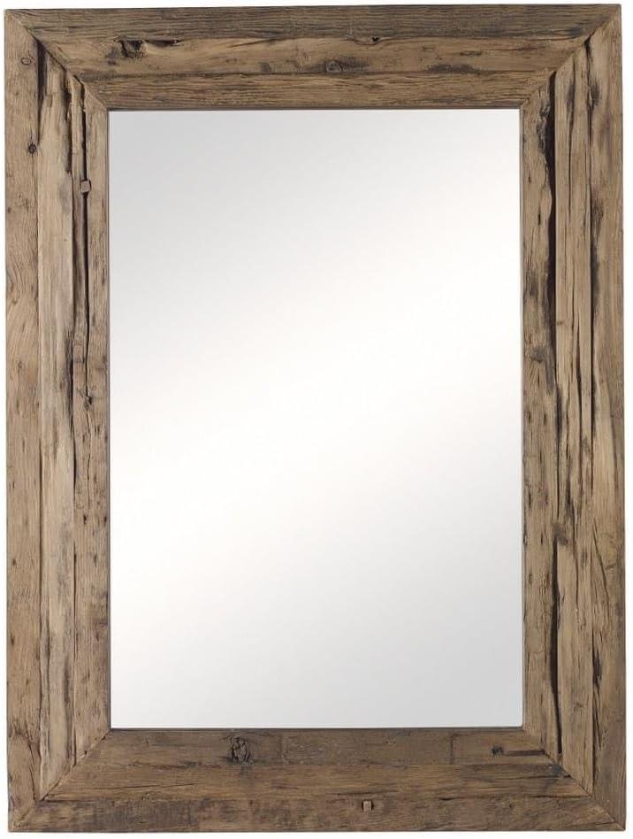 Rustic Brown Reclaimed Wood Rectangular Wall Mirror