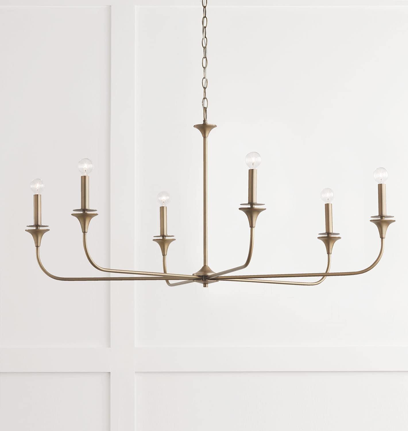 Aged Brass 49" Wide 6-Light Candle Style Chandelier