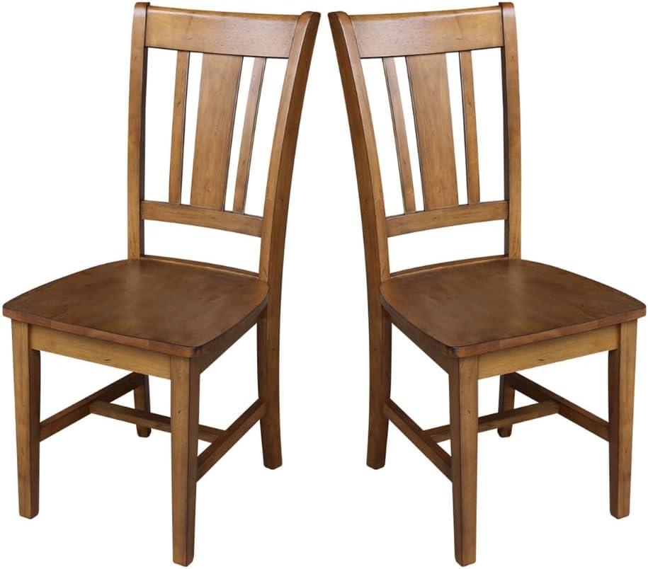 Set of 2 San Remo Splatback Chairs Pecan - International Concepts: Solid Wood, Unupholstered