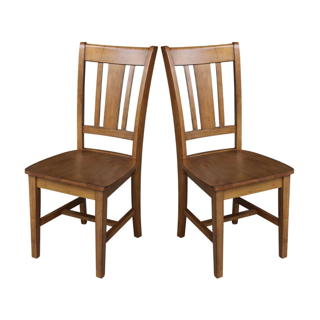 Set of 2 San Remo Splatback Chairs Pecan - International Concepts: Solid Wood, Unupholstered