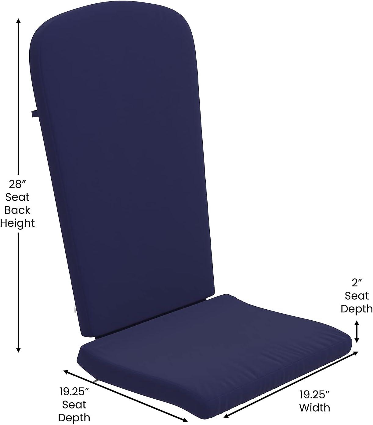 Flash Furniture Charlestown Set of 2 All Weather Indoor/Outdoor High Back Adirondack Chair Cushions, Patio Furniture Replacement Cushions - Blue