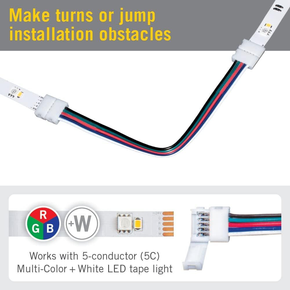 5 Pin RGB+W LED Strip Light 6 in Tape to Tape Connector, 5 Pack
