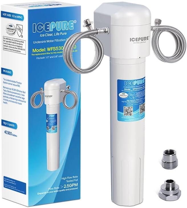 ICEPURE Under Sink Water Filter System, 3 Years or 22000 Gallons Ultra High Life NSF/ANSI 42 Certified, Removes Heavy Metals,Chlorine,Direct Connect Under Counter Drinking Water System, USA Tech