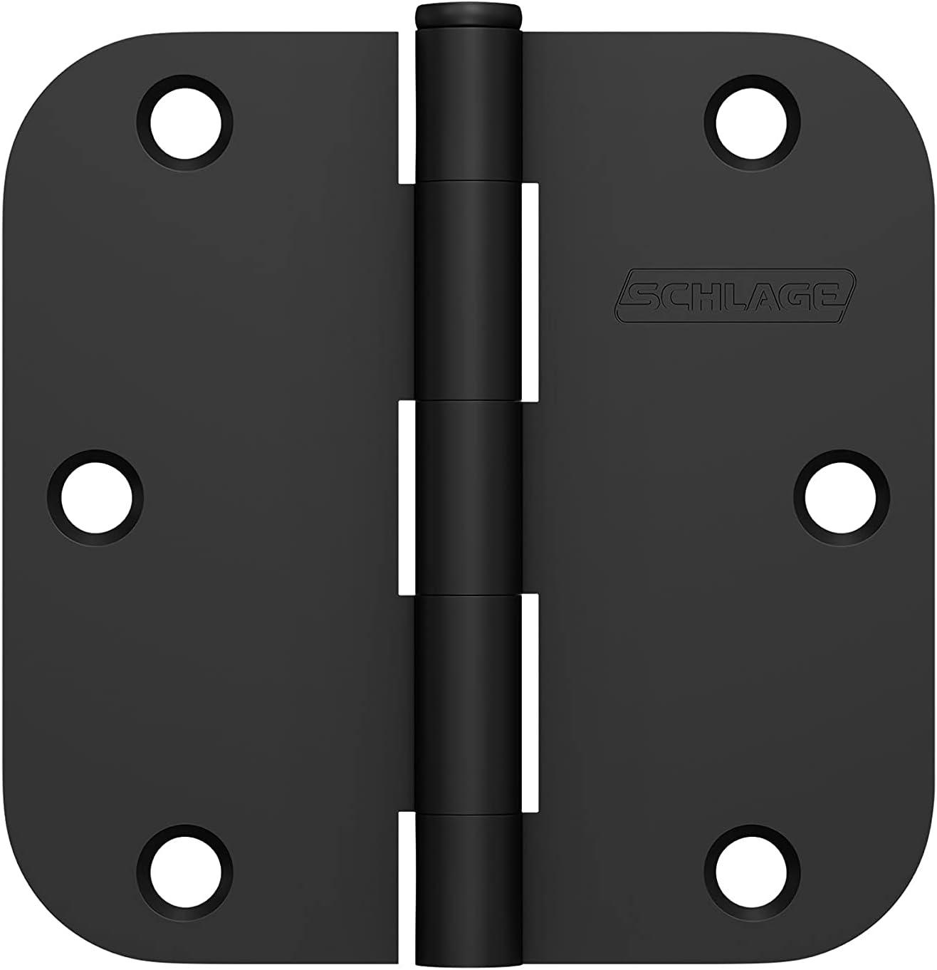 Matte Black 3.5" Steel Door Hinges with 5/8" Radius (3-Pack)