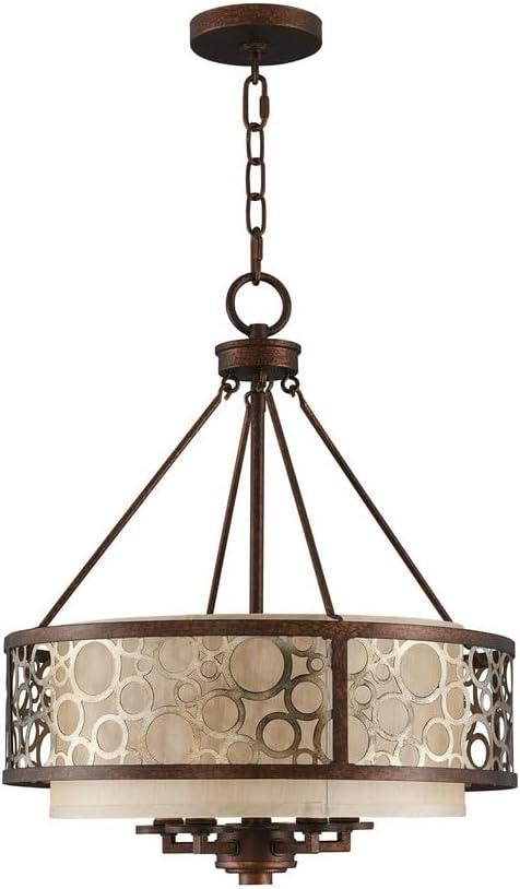 Palacial Bronze Gilded 5-Light Chandelier with Silk Champagne Shade