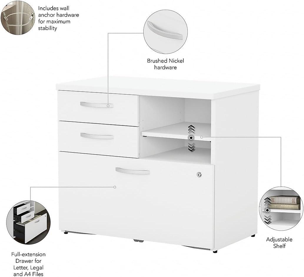 Studio C Office Storage Cabinet with Drawers in White - Engineered Wood